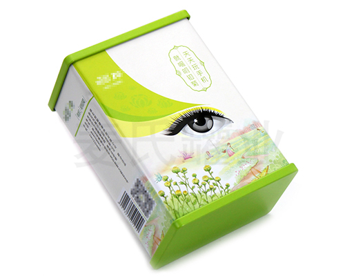 明目菊花茶鐵盒子包裝,花草茶馬口鐵盒,獨(dú)特浮雕激凸工藝,用精湛的工藝彰顯麥?zhǔn)瞎迾I(yè)12年定制包裝的傳承歷史,材質(zhì)有0.23mm鍍錫馬口鐵,真材實(shí)料,相比紙質(zhì)、三片罐，新穎包裝更高檔次